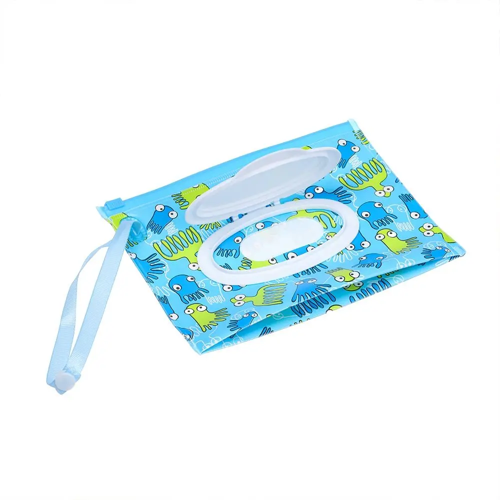 Cartoon Cute Portable Refillable Travel Reusable Wet Wipes Box Wipes Container Case Wet Bag
