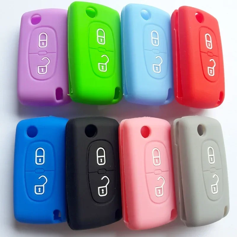 Silicone Remote Car Key Case Cover FOB Shell Holder Protect for CITROEN C2 C3 C4 C5 Berlingo Picasso for Peugeot 207 807 306
