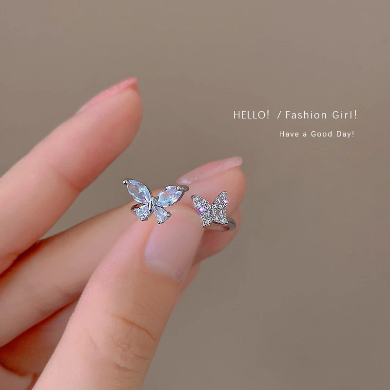 Butterfly Crystal Ring Butterfly Rings Women Zircon Butterfly Ring