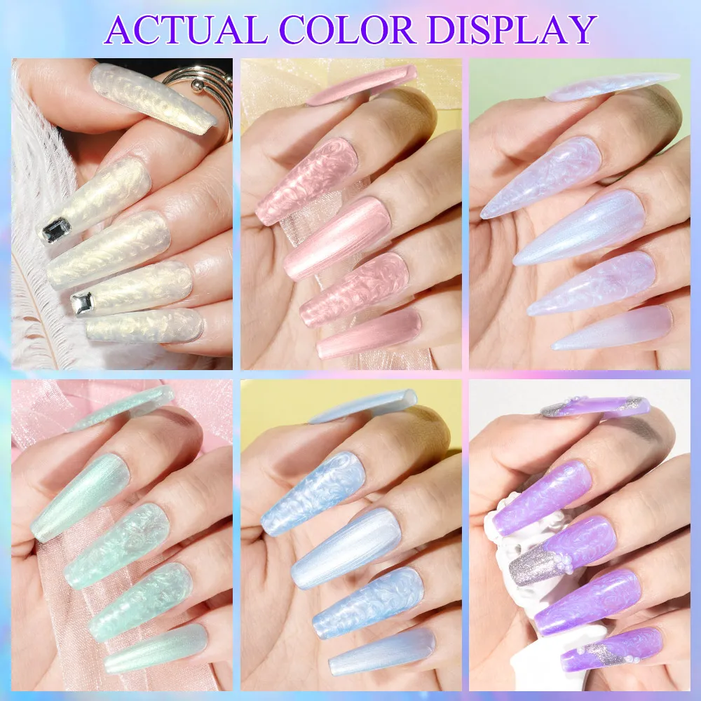 MIZHSE 10ml 9D Cat Magnetic Thread Shell Temperature Change Gel Nail Polish Glitter Pearl Effect UV Gel Polish Base Top Coat 5