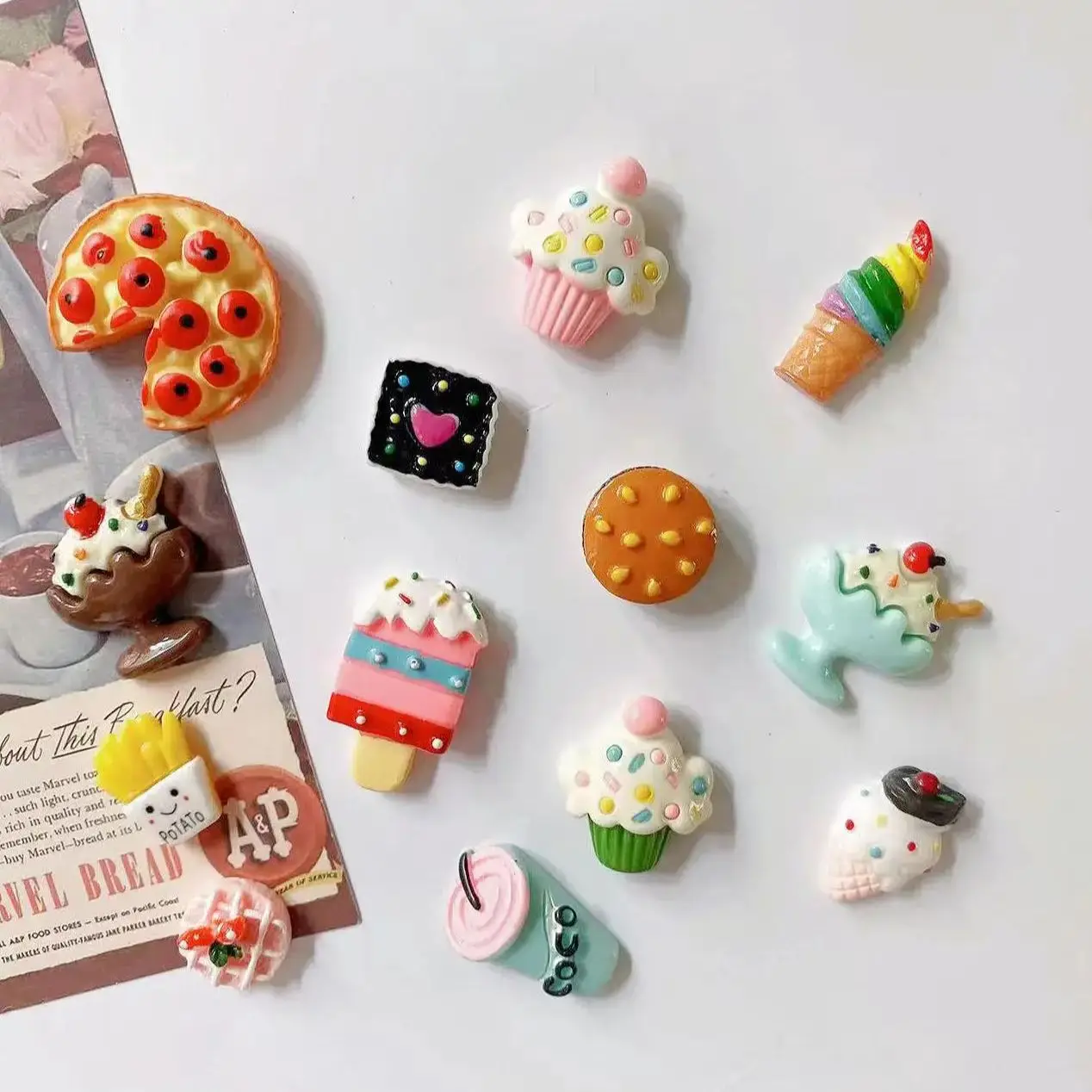 Set of 10 Mini Food-Themed Refrigerator Magnets - Charming Home Décor and Unique Gift Idea