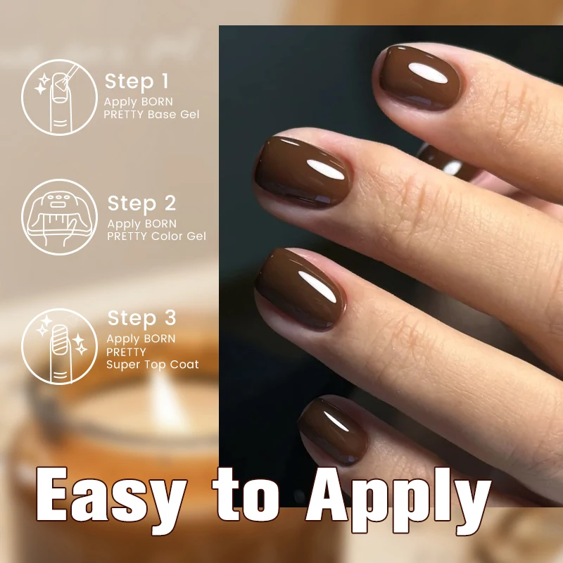 BORN PRETTY 10ml Coffee Color Gel Nail Polish Brown Red Gel Semi Permanent UV Gel Autumn Winter Soak Off Nail Art Gel Varnishes 4