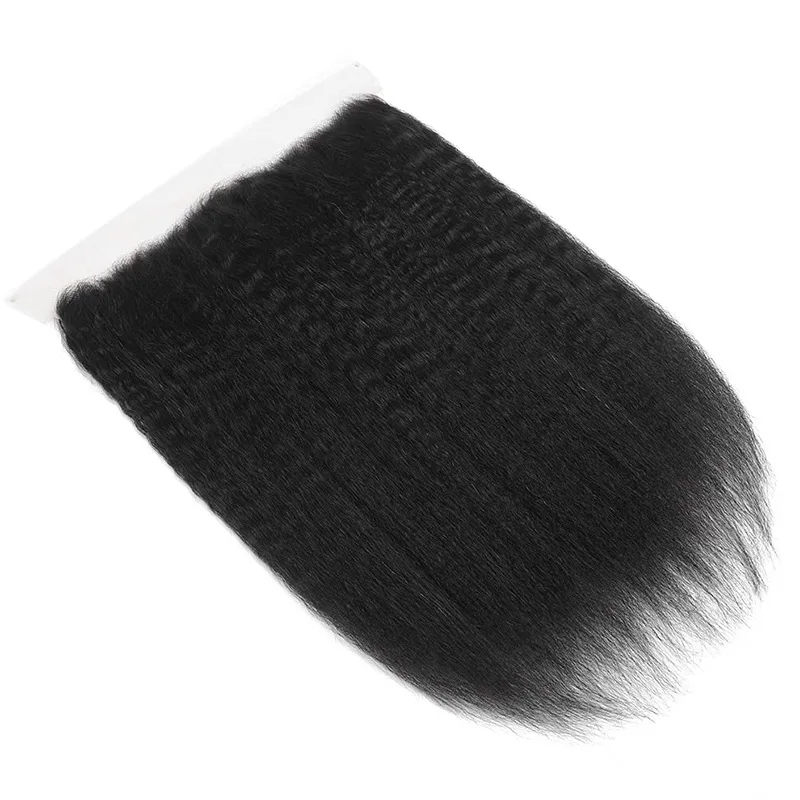 10-20 Inch Kinky Straight Human Hair Lace Frontal 13x4 Transparent Swiss Lace Natural Color Brazilian Remy Hair Pre-Plucked