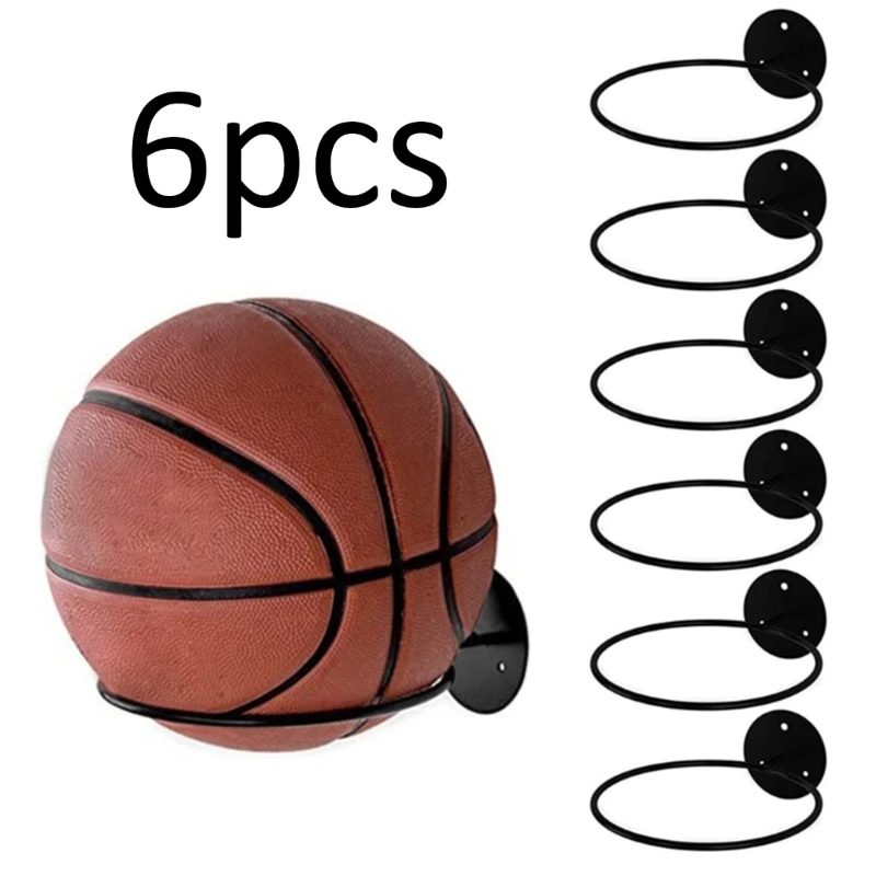 6Pcs Wall Mount Ball Rack, Ball Wall Mount, Display Holder for Basketball