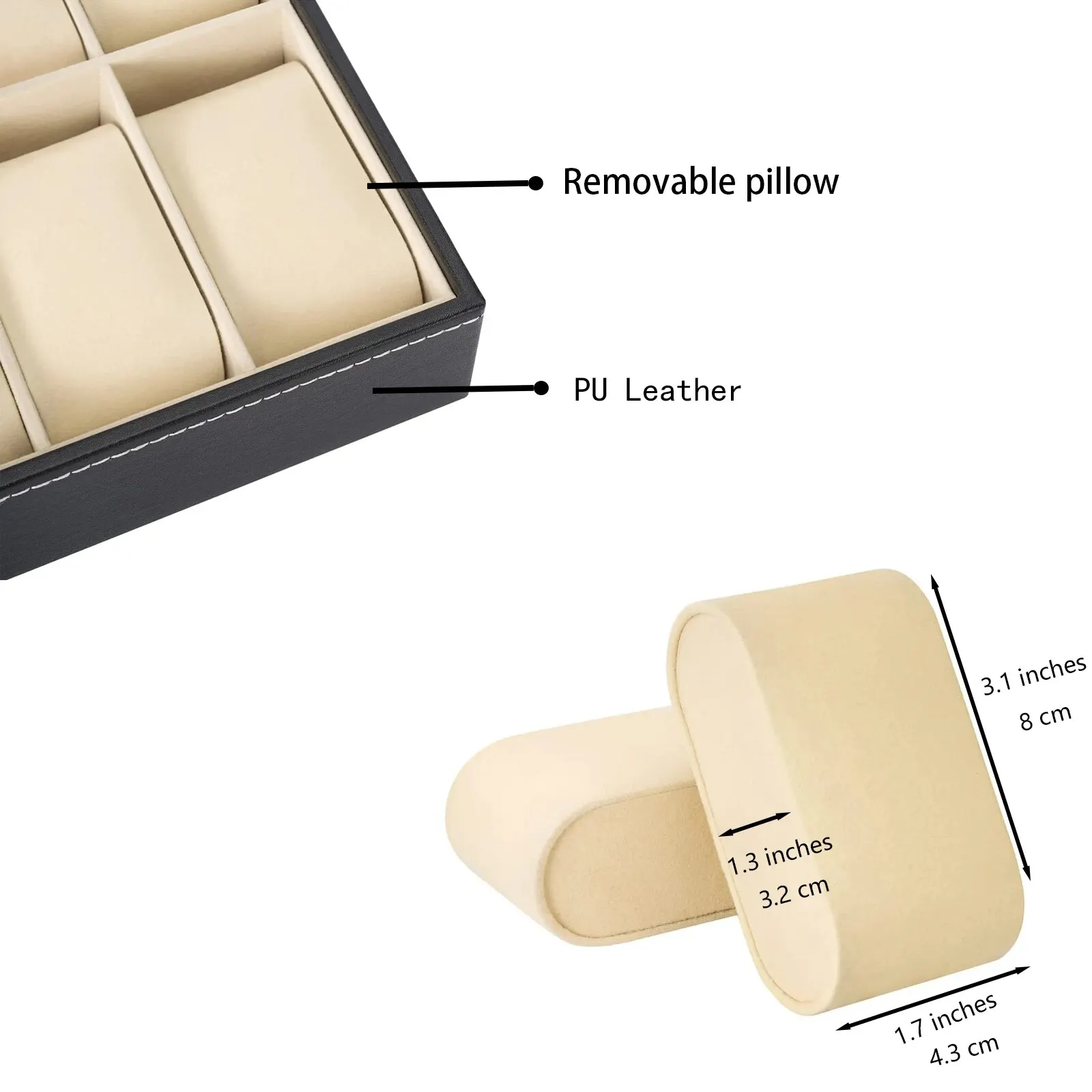 Watch storage box Watch Box 12-Slot Watch Case Large Glass Lid Removable Pillows Box Organizer Gift for Loved Ones