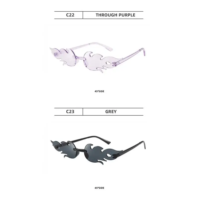 Fire Flame Sunglasses for Women Trendy Rimless Sunglasses Novelty Metal Frame UV400 Sun Glasses Party Cosplay Eyewear