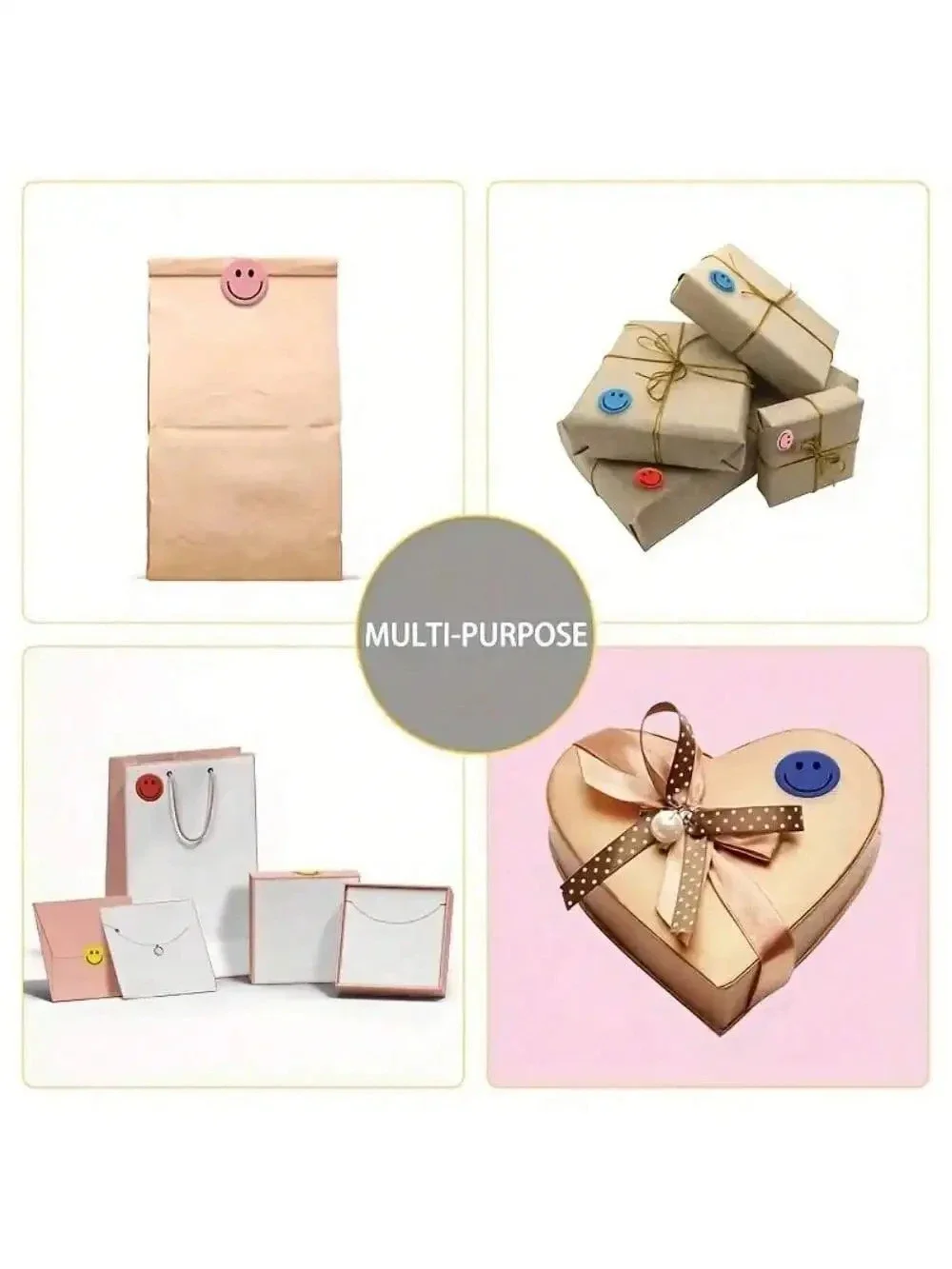 500 قطعة من الملصقات الورقية ذات الوجه المبتسم، مل...