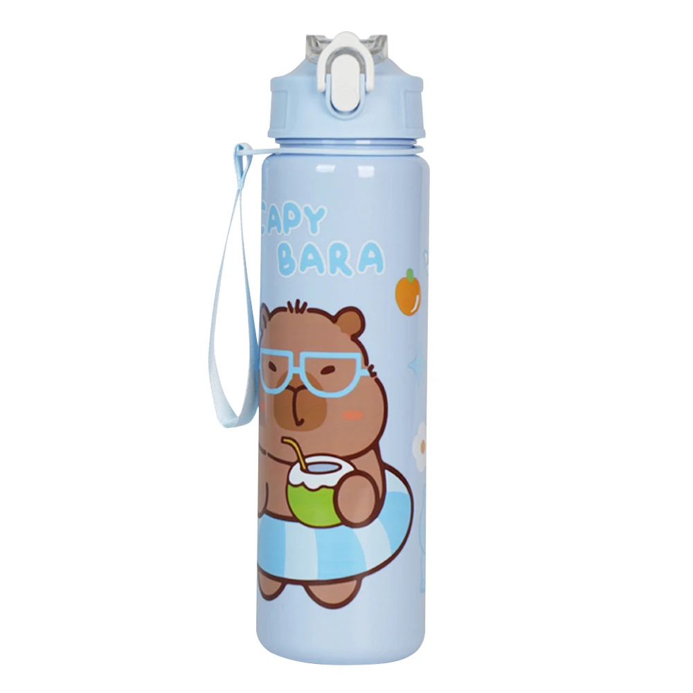700ml Capybara Sports Water Bottle with Straw & Handle Travel Water Cup Large Capacity Kawaii Bottle for Fitness Sports
