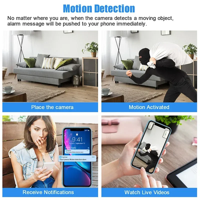 

APP camera Motion Detection 4K Full HD WiFi Mini Camera IR Night Vision Micro Video Voice Recorder Home Battery Camera