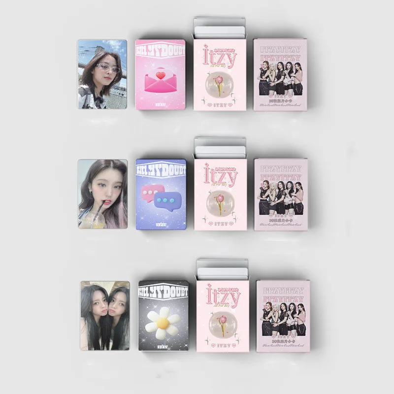 Album Cards Lomo Cards Bookmark Postcard 50pcs/set KPOP ITZY Album Laser Small Card Glitter Photo Girl Gift