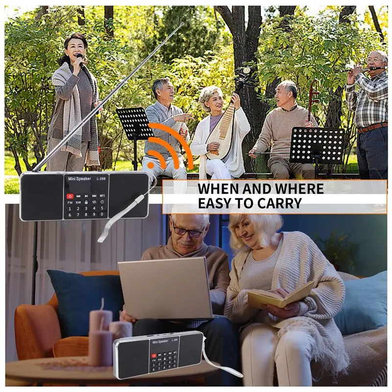 A12E-다기능 디지털 FM 라디오 미디어 스피커 MP3 음악 플레이어, TF 카드 및 USB 드라이브 지원, LED 화면 디스플레이 및 타이머 기능 탑재