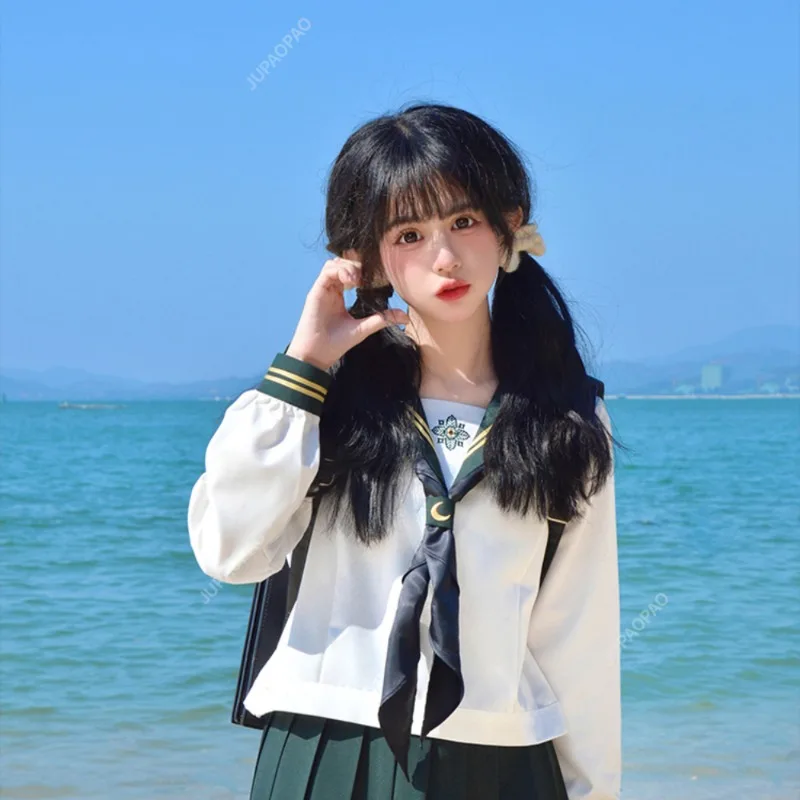 잉크 그린 워터 핸드 의류 jk 유니폼, 긴팔 반팔 재킷, 기본 설명, 귀여운 일..