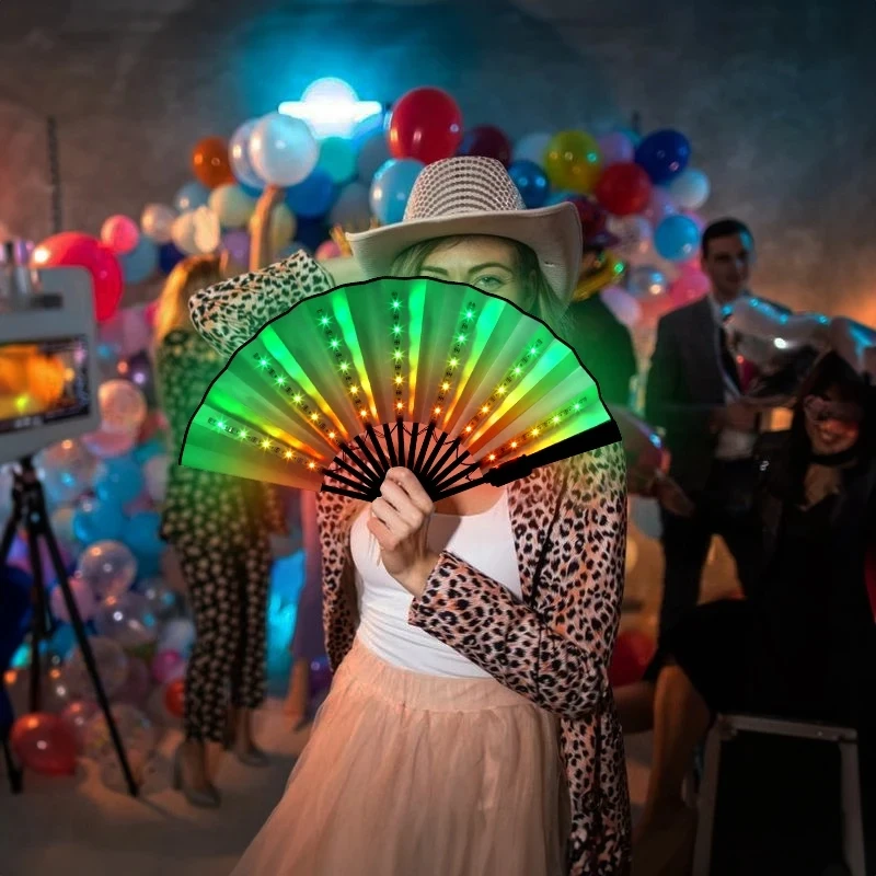 LED Folding Hand Fan – RGB Light Fan with Remote for Party & Dance Sd287121266384156bb7bbab46ecd95827
