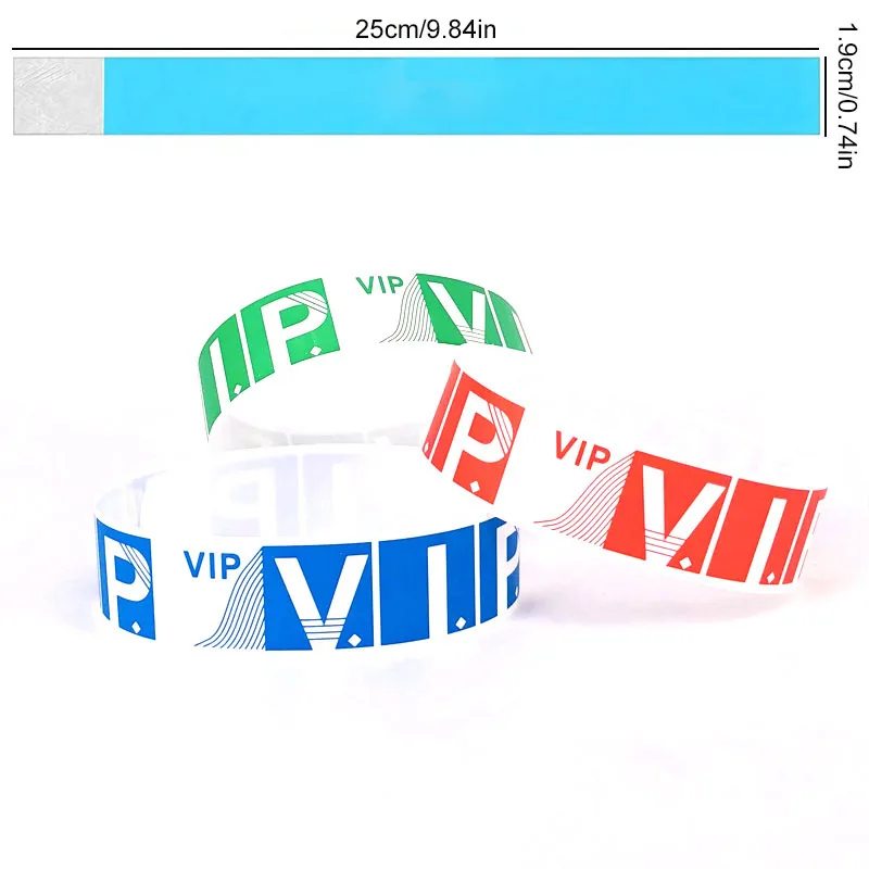50pcs Tear-Resistant Waterproof Party Paper Bracelet With Sticky Synthetic Paper Multicolored Party Event Ticket Wristbands