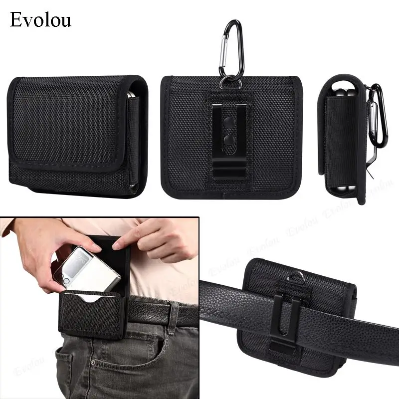 Custodia Per Fondina In Tessuto Oxford Per Samsung Z Flip 5 4 3 Cover Custodia Per Clip Da Cintura Per Moto Razr 40 Ultra Tecno Phantom V Flip