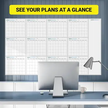 Calendario Planner Annuale Cancellabile, Grande Calendario da Parete Cancellabile, Calendario Gigante da Parete Cancellabile per Liste delle Cose da Fare e Appuntamenti