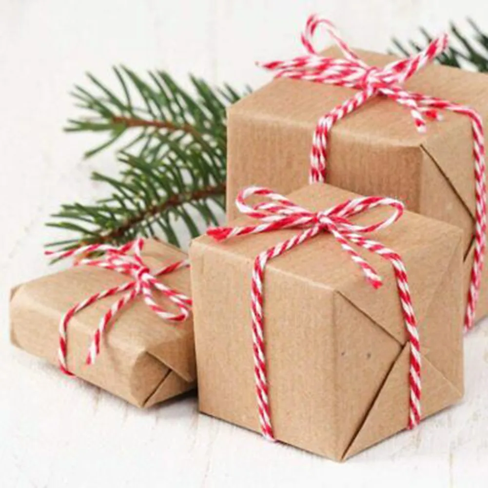 

100m Chunky Red & White String Cord Christmas Gift Wrap Candy Cane Gift Box Cotton Thread Handmade DIY Color Cotton Rope