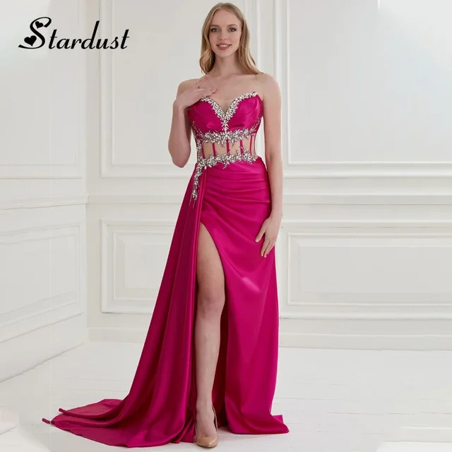 Stardust Attractive Glitter Evening Dresses Sweetheart Rhinestones Detachable Train Saudi Arabric Vestidos de Gala Drop Shipping Excellent product recommendation