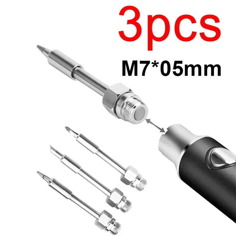 Soldering Iron Tips 3pcs 510 Interface Soldering Iron Head M7*0.5mm Thread Mini Soldering Iron Tips For 8-10W Battery Mainframe