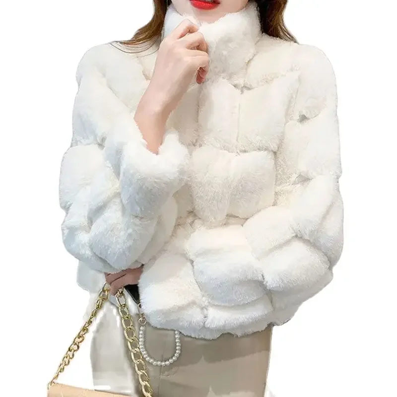 

French Fashion Short Coat Mink Fur-like Warm Ladies Europe And America Loose Wild Rex Rabbit Fur Winter Casual Coat Women I103