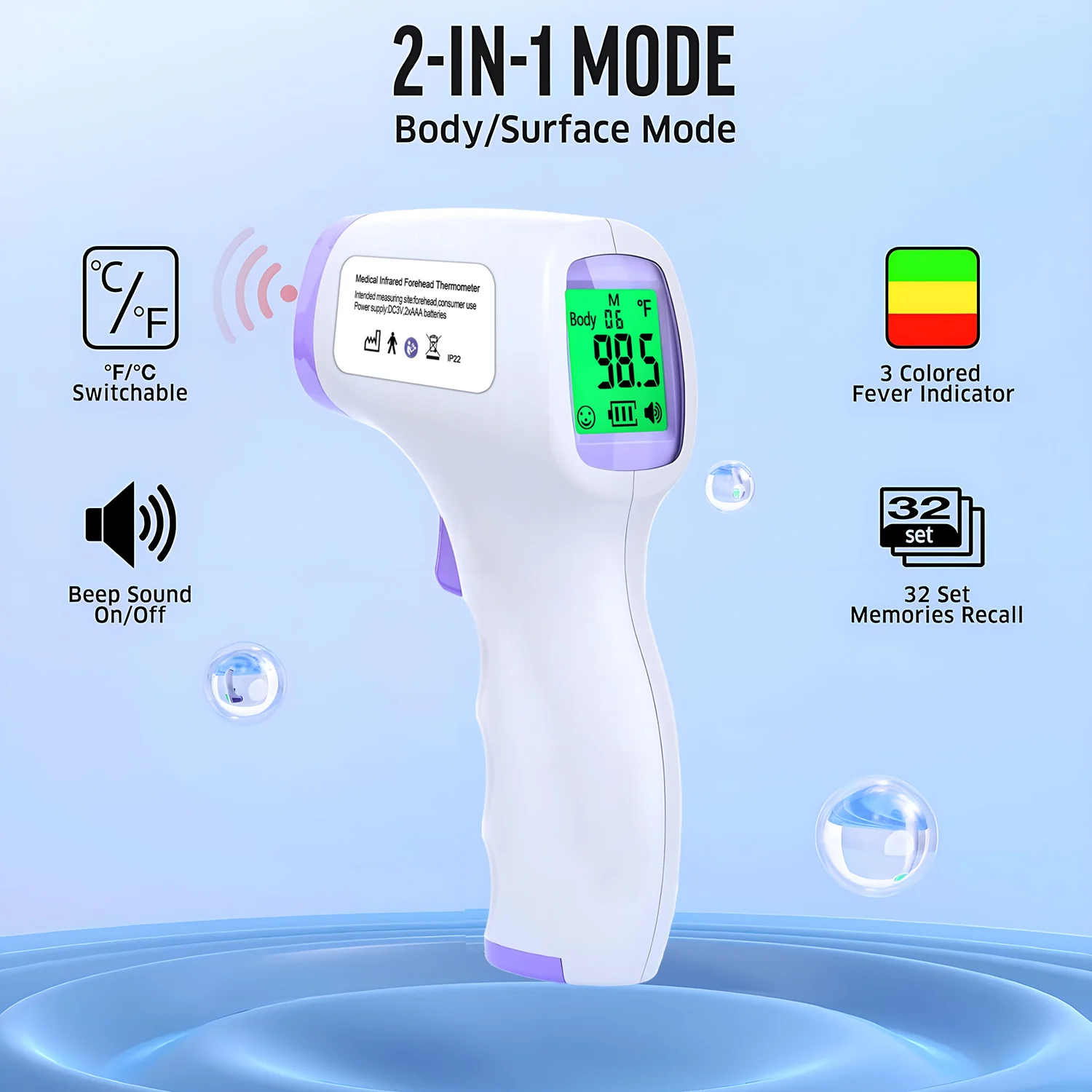 Body Forehead Non-Contact Infrared Thermometer Baby Adult Medical Digital Thermometer Laser Temperature Measurement Tool