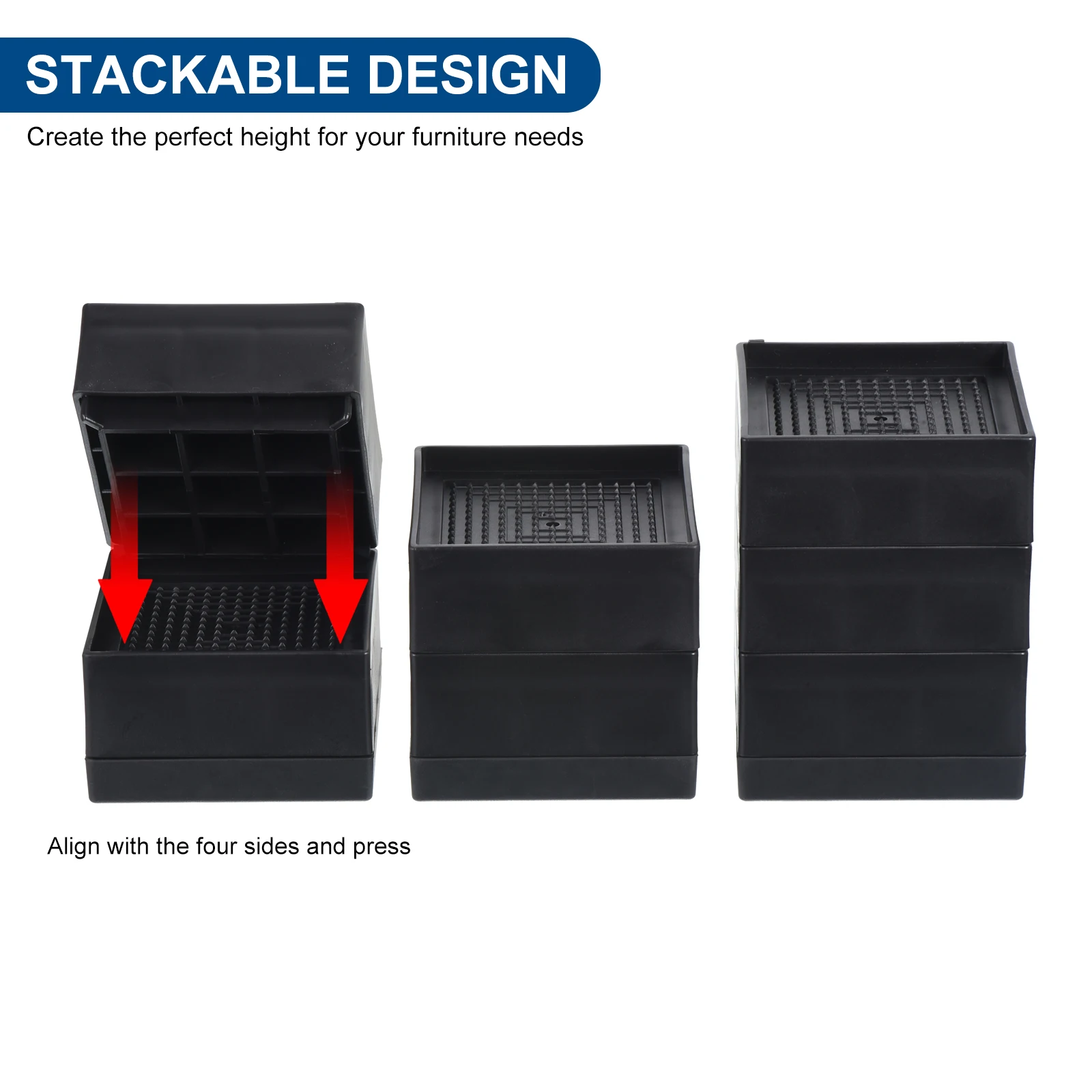 Adjustable Non-Slip Furniture and Bed Lift Supports - Set of 4