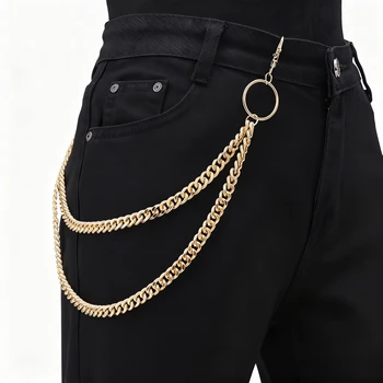 שרשרת למכנסיים בעיצוב פאנק – שכבות מתכת ללוק אורבני