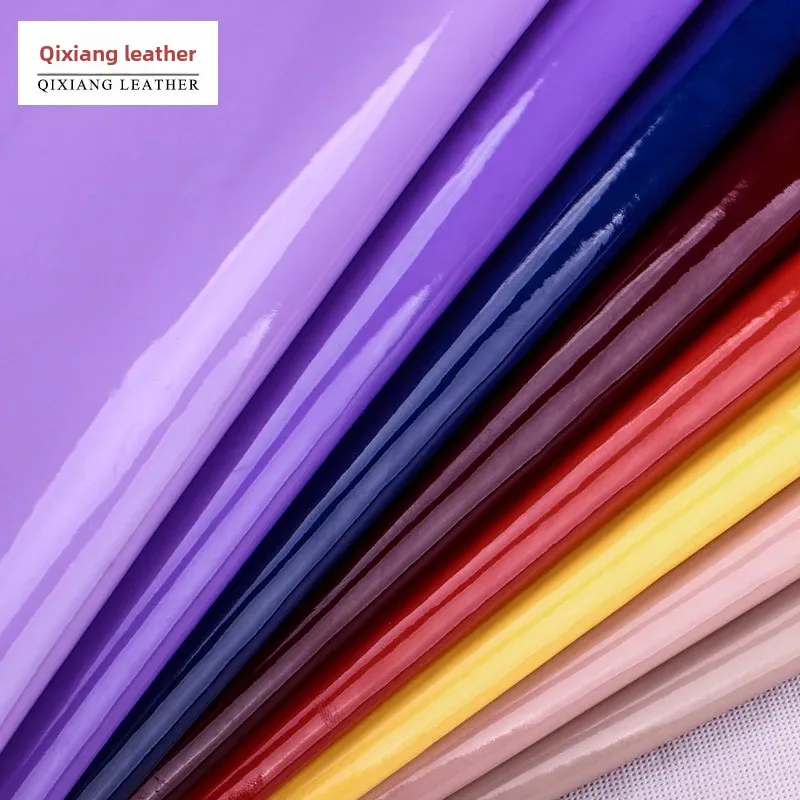 Soft Hard PU Leather Caviar Pattern Mirror Surface Fabric for Bag Packaging Decorative Leather Material Elastic Painted