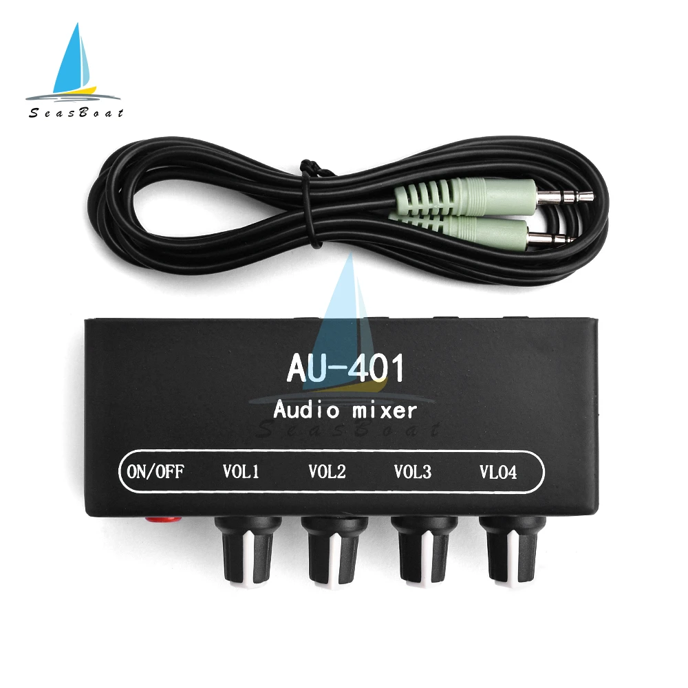 

AU-401 мини стерео разъем 3,5 мм аудиомикшер 4 входа на 1 выход индивидуально управляемая плата смешивание звука DIY усилитель для наушников