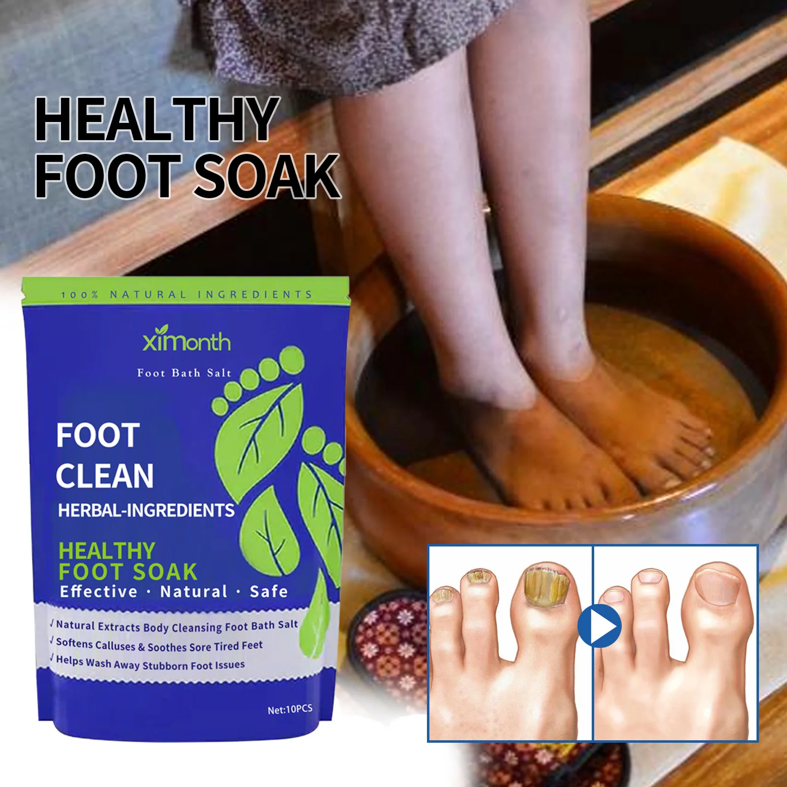 Foot Detox Cleansing Soak Beriberi Removal Nail Antibacterial Heel Anti Crack Relieve Fatigue Swelling Herbal Soothing Foot Bath
