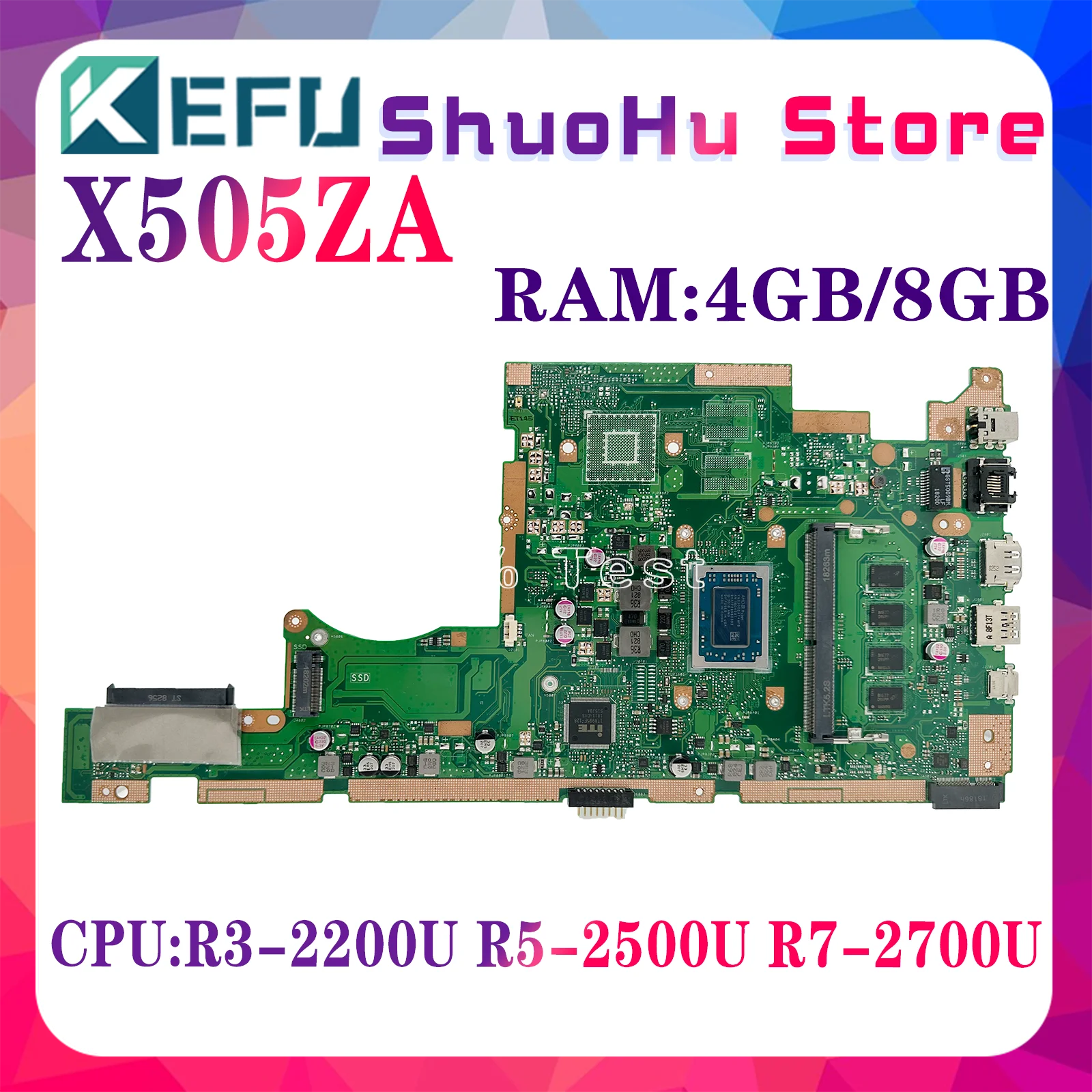 Материнская плата KEFU X505ZA Материнская плата ASUS X505Z A580Z A505Z K550A для ноутбука со стандартной фотографией, 4 ГБ/8 ГБ-ОЗУ, тест 100%
