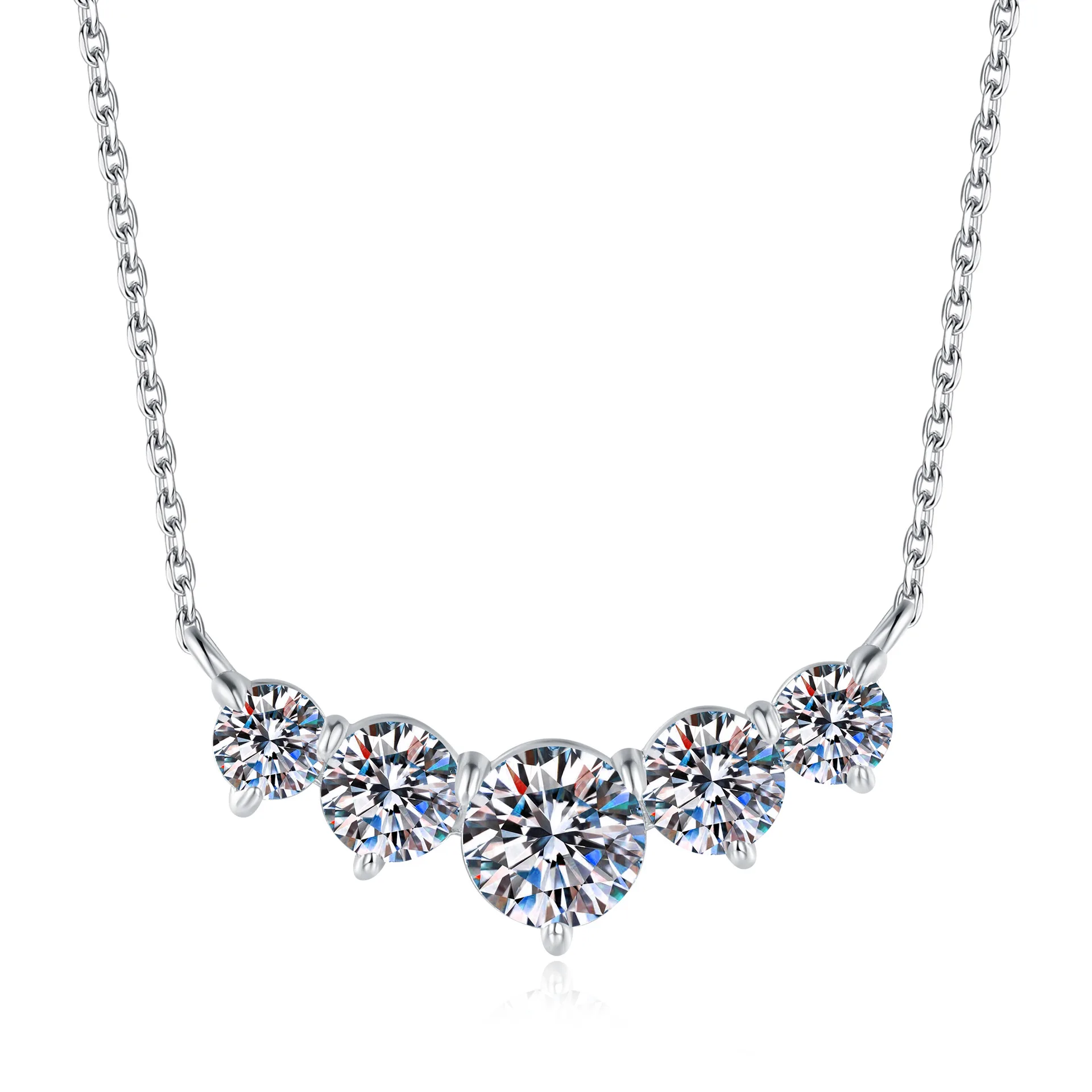 PT950 Moissanite Necklace Women's Pendant Clavicle Chain Women's Fashion Temperament 2.6 Carat Princess Smiling Necklace