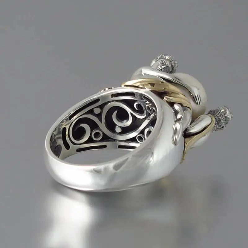 Silver Rings Silver Ring HOYON 925 Sterling Silver Color French Romantic Elegant lady Holding Faux Pearl Ring for Women Jewelry
