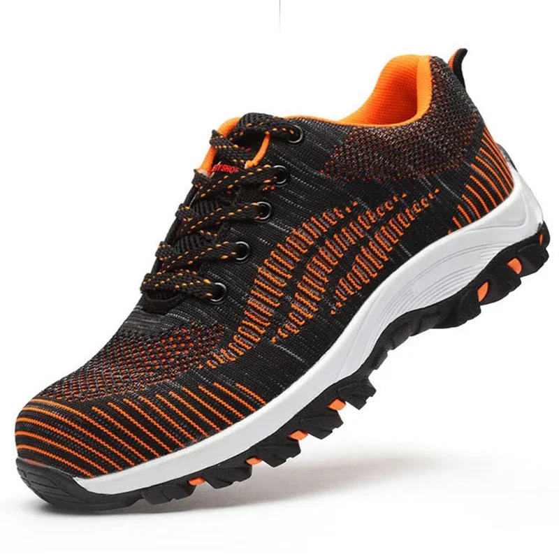 Men Casual Safety Shoes Spring Mesh Lace Up Steel Toe Shoe Men's Puncture Proof Labor Insurance Work Boots