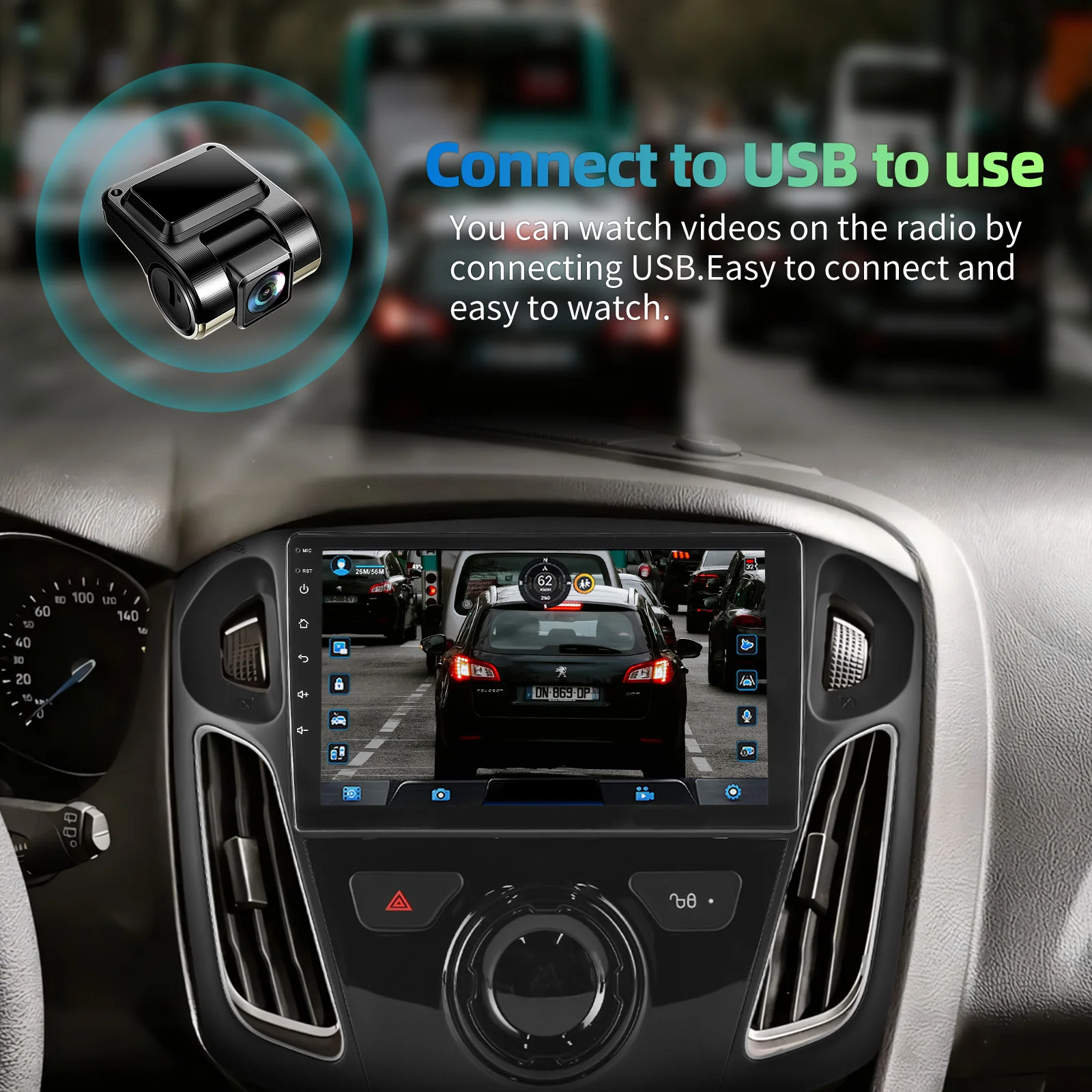 ESSGOO Android 15 Autoradio 9" GPS Navi für Ford Focus MK3 2011-2018 - CarPlay Android Auto Multimedia Player FM Bluetooth WiFi RDS Lenkradfernbedienung Mirror Link IPS Touchscreen Head Unit – Detail 16