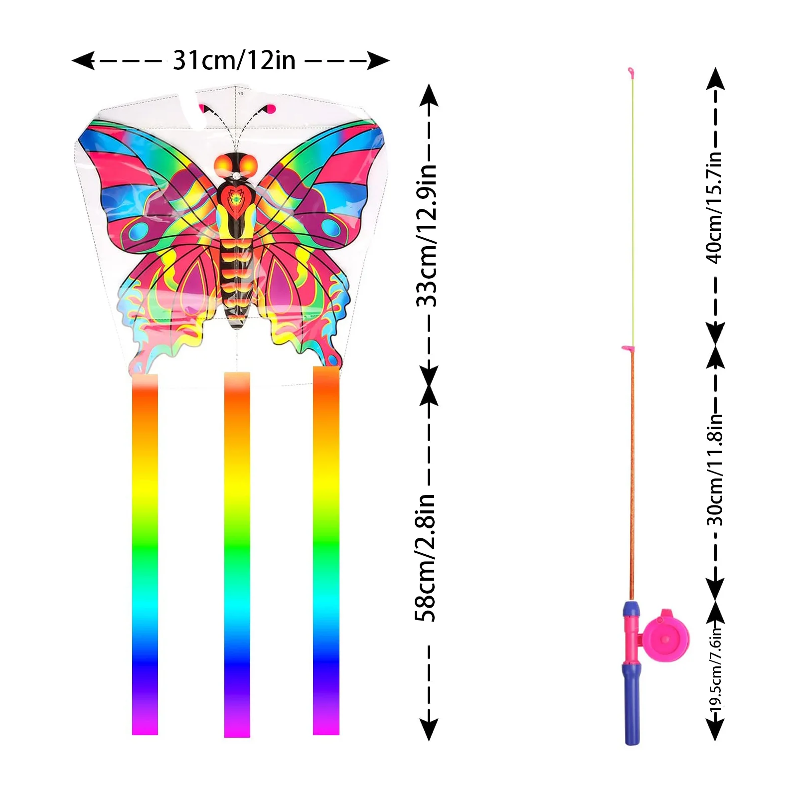 Butterfly Kite Holding Fishing Rod Kids Adults Beach Trip Park Family Outdoor