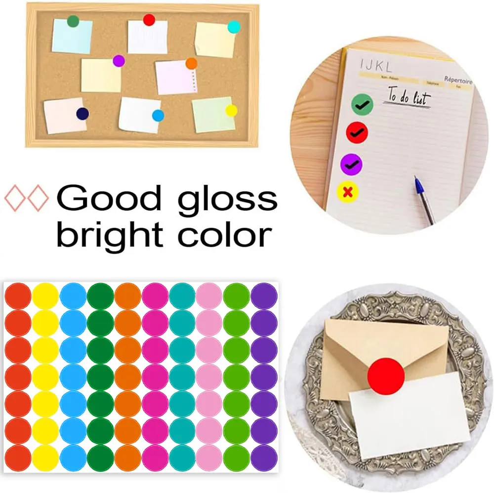 700-1400 PCS 컬러 도트 스티커 라운드 컬러 코딩 라벨 원형 도트 라벨 가격 스티커 폴카 서클 도트 스티커 라벨