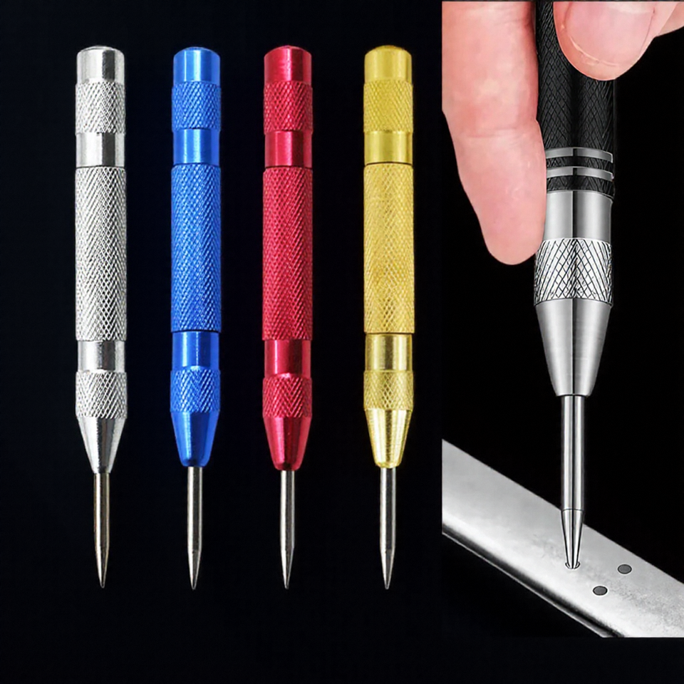 Automatic Center Punch Spring Loaded Self Centering Metal Woodworking Hole Puncher Steel Dent Marker Hand Tool for Carpenter DIY