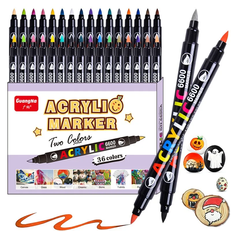 Marqueurs Acryliques 120 Couleurs - Double Pointe 0.5 & 4.5 Mm - Pour Bois, Toile, Verre, Céramique - Idéal Dessin Adulte, DIY - Chujayng