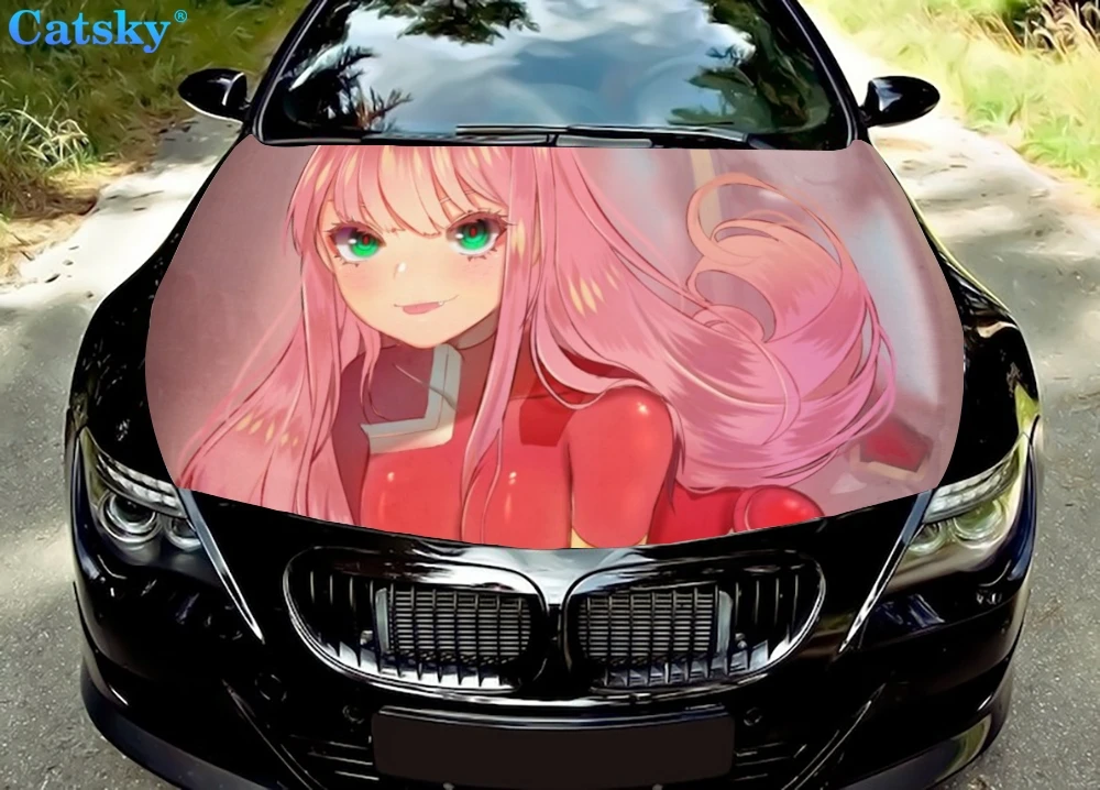 

FRANXX Zero Two Car Hood Sticker,Custom Car Hood Decoration,Hood Protection Cover,Vinyl Car Sticker,Car Body Side Color Decal