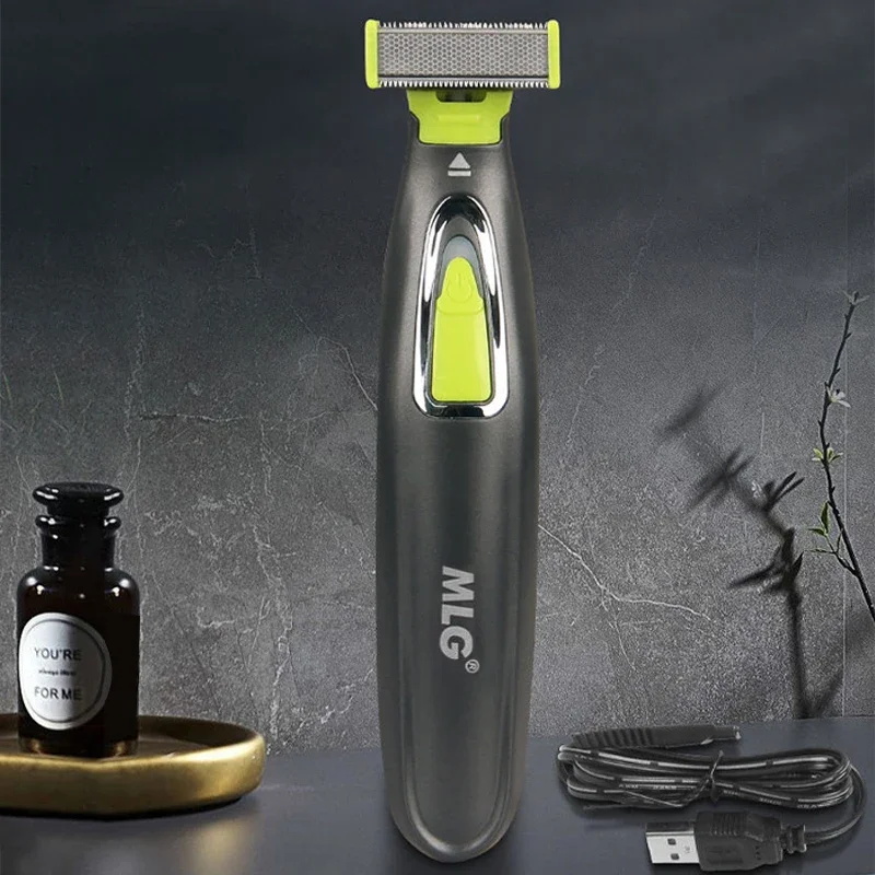 MLG Elektrisch Scheerapparaat voor Mannen en Vrouwen, Draagbare Trimmer voor het Volledige Lichaam, USB-aansluiting, T-vormig Scheermes, Scheerapparaat voor Baard en Oksels, Wasbaar_voghion.com