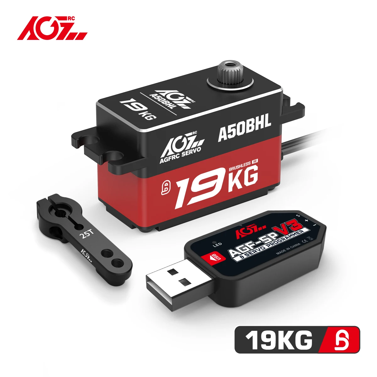 AGFRC Low Profile A50BHL A50CHM Programmable 19KG 18KG Brushless Coreless Digital Standard RC Servo For 1/10 RC Drift Car Truck