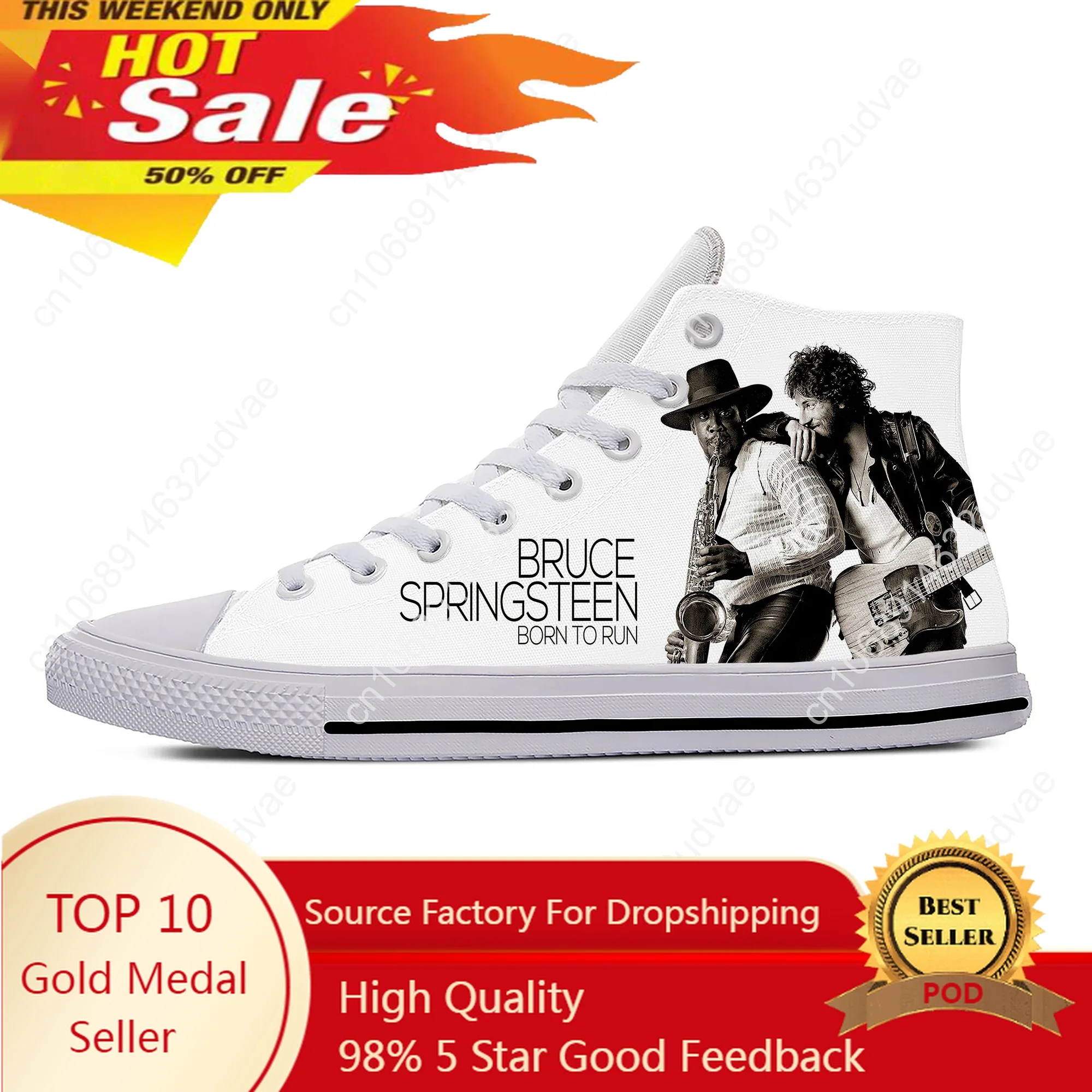 

Born To Run High Top Sneakers Bruce Springsteen Mens Womens Teenager Casual Shoes Canvas Running 3D Print Shoes Lightweight Shoe