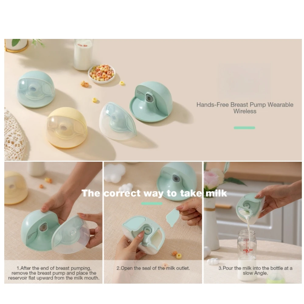 Electric Breast Milk Pump Handsfree BPA Free Anti-back Flow LowNoise Powerful Suction Milk Puller Wearable Breast Milk Extractor 2
