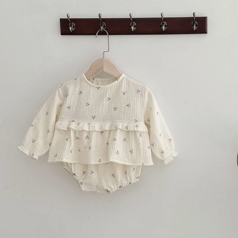 Cotton Baby Girl Floral Long Sleeve Outfit