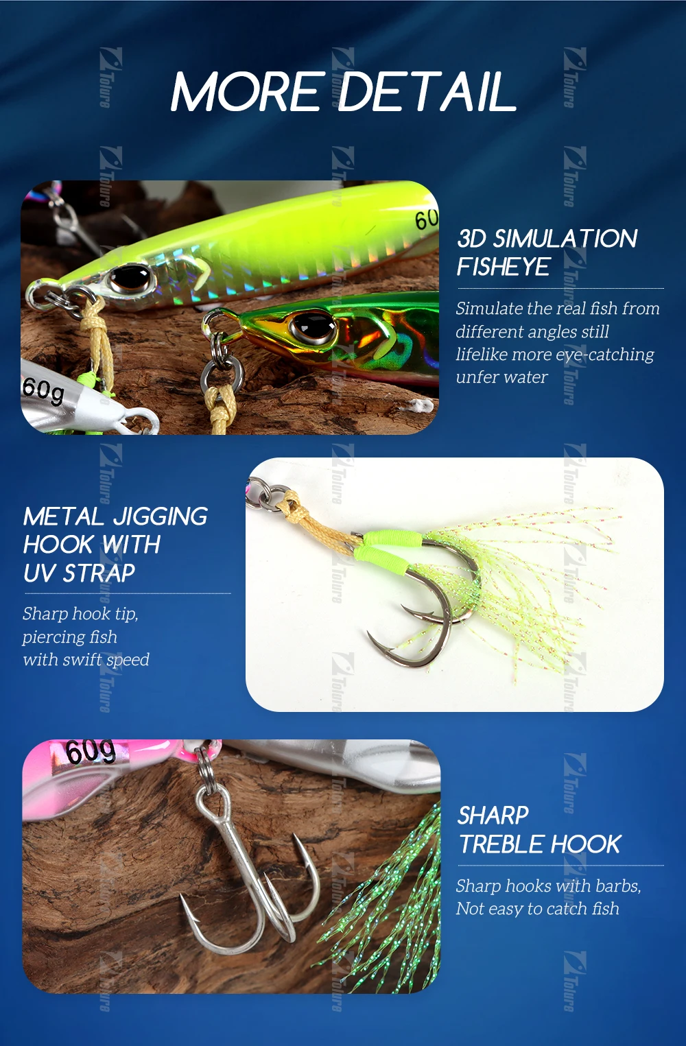 TOLU 2024 NEUE 3D Augen Schnell Sinkende Metall Jig Köder 20g-100g Salzwasser Shore Casting angeln Locken Vertikale Metall Jig Mit Haken – Detail 7