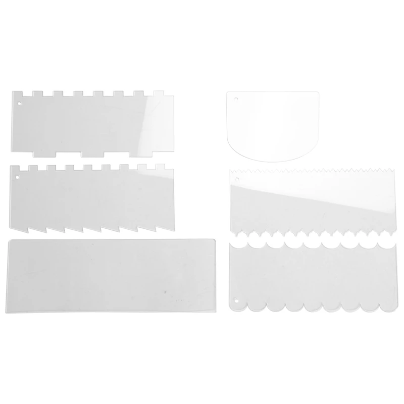 

6 Pieces Clear Acrylic Icing Frosting Buttercream Large Cake Smoother Scraper Contour Comb Cake Edge Smoother Tool