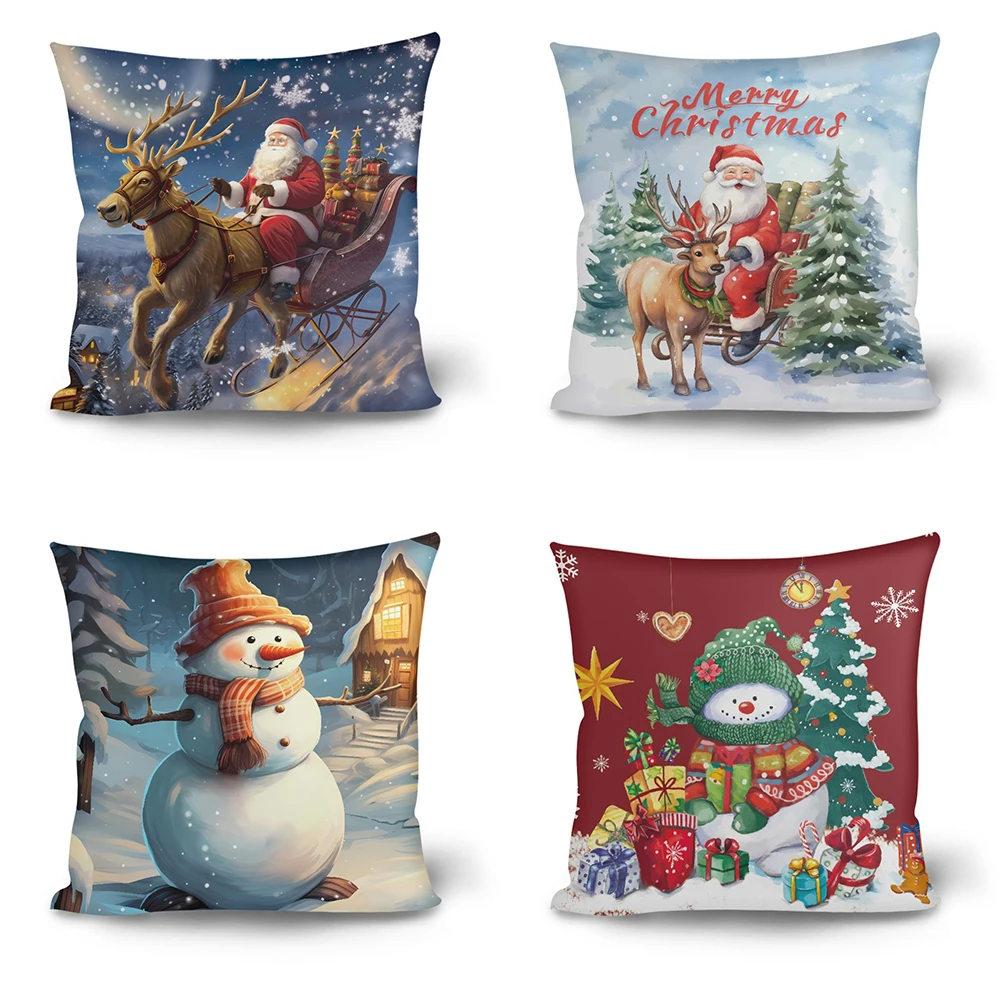 

Santa Claus Pillow Cases Xmas Gifts for Girls Merry Christmas Pillow Cover Home Decor Pillowcase Snowman Elk Protector Covers
