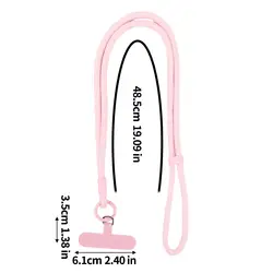 Universal Adjustable Cell Phone Lanyard with Charm Chain and Hanging Cord Clips (Pink)