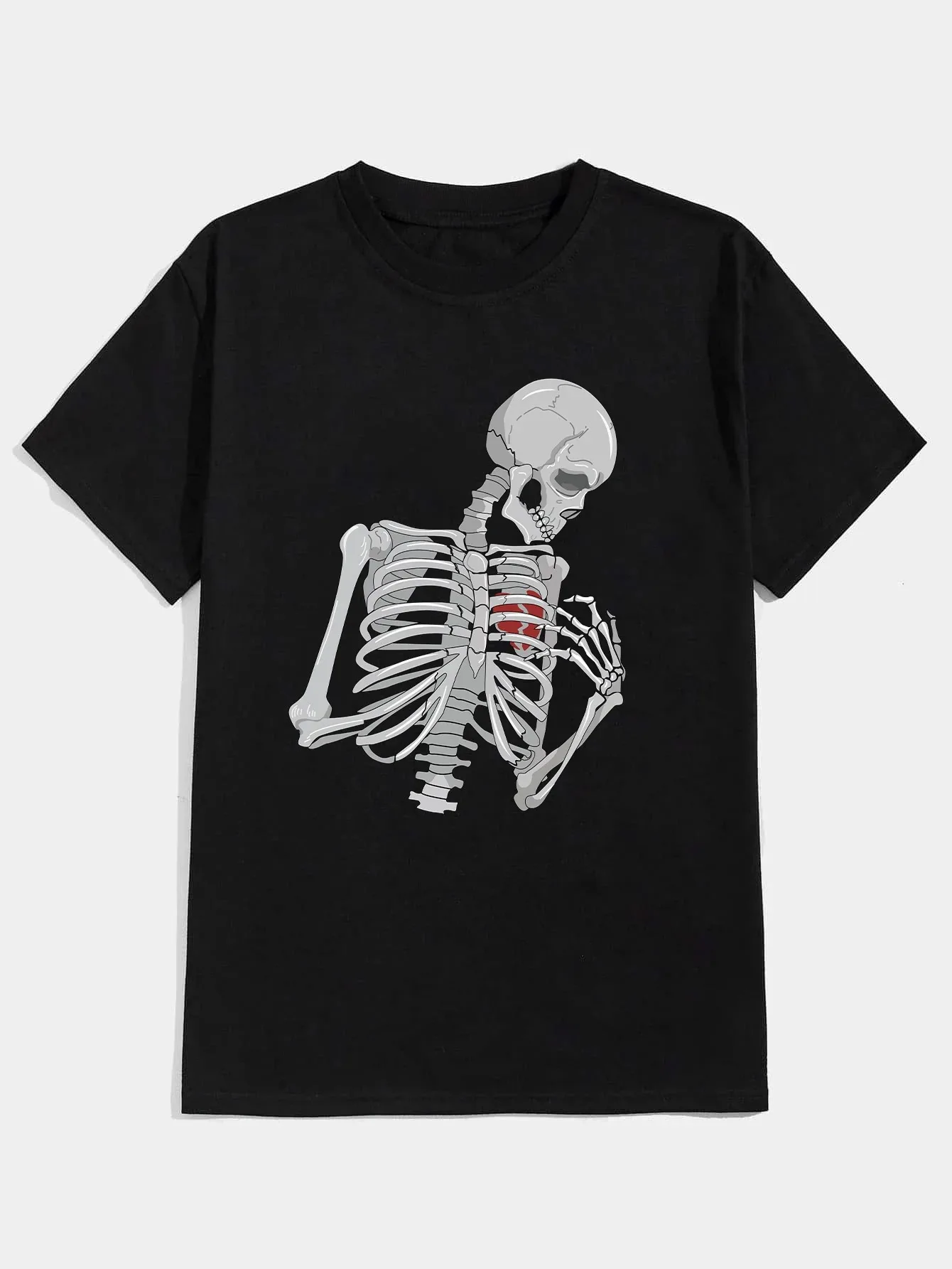 

Skeleton Print T-Shirt for Men's Casual Crew Neck Short-Sleeve Fashion Summer T-Shirts Best Sellers Casual T-Shirts Tops